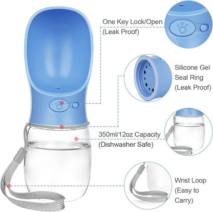 Dog Water Bottle, Lightweigh, Portable Travel Dog Water Dispenser, Puppy Drinking Bowl for Outdoor Walking and Hiking, Puppy Essentials, Dog Stuff - Pet Accessories(12oz, Ocean-Blue)