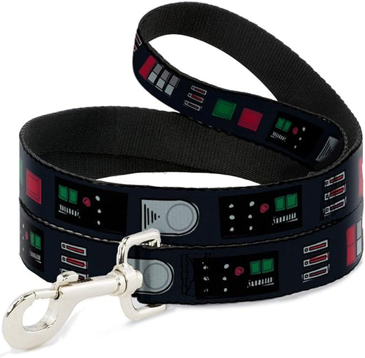 Star Wars Pet Leash, Dog Leash, Star Wars Darth Vader Utility Belt Bounding Black Grays Reds, 6 Feet Long 1.5 Inch Wide