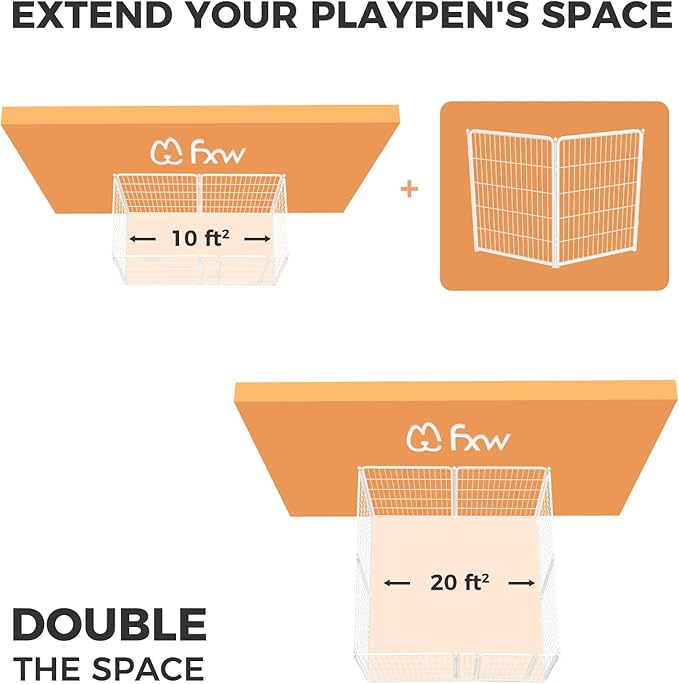 FXW Homeplus Dog Playpen Designed for Indoor Use, 40" Height for Large Dogs, White│Patented