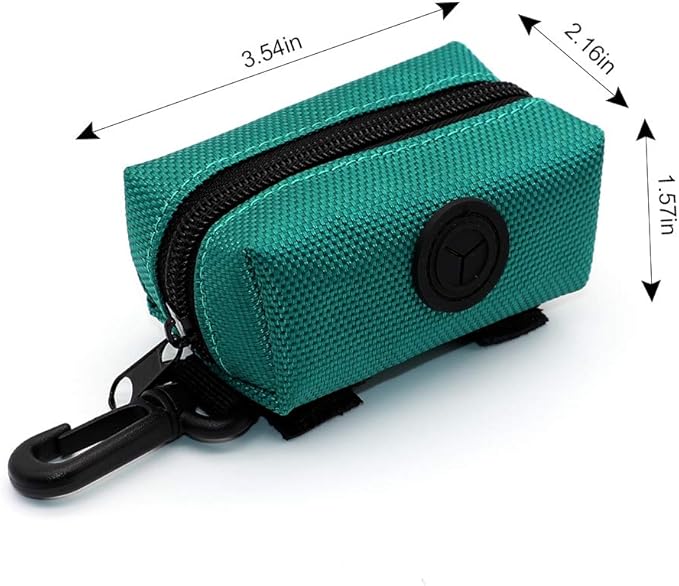 SLSON Pet Waste Bag Dispenser Zippered Pouch,Portable Dog Poop Bag Holder Leash Attachment Lightweight Fabric Bags (Green)