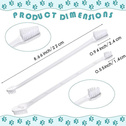 Gerrii 200 Pcs Dog Toothbrush Double Headed Dog Pet Toothbrush Long Handle Dog Tooth Brushing Kit Soft Bristles Pet Toothbrush for Dogs Cat and Most Pets Teeth Cleaning Dental Oral(White)