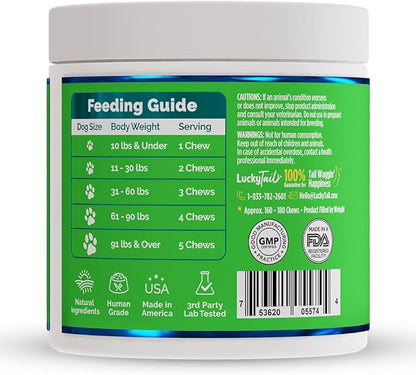 LuckyTail’s Natural Flea and Tick Prevention for Dogs - Brewers Dried Yeast with Garlic for Dogs - Vitamin B Supplements for Dogs - Made in The USA - Aprox. 180 Soft Chews