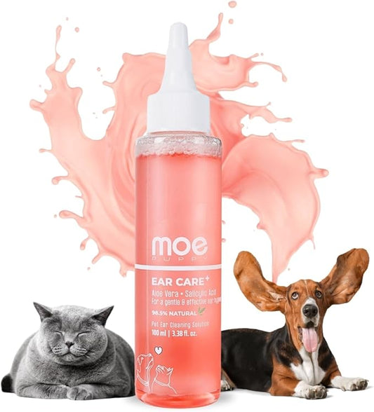 Moe Ear Care Plus Ear Cleaning Solution for Pets| for Dogs and Cats (100 ml) (Pack of 1, Pink)