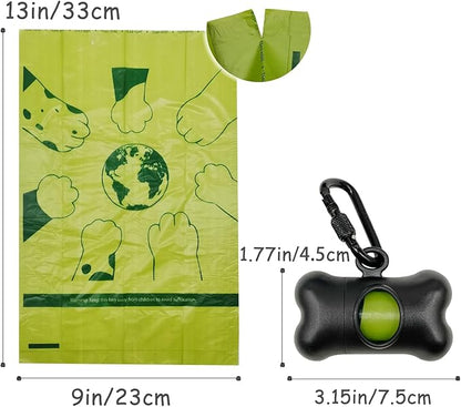 Bag Dispenser Dog Poop Bags Holder Dog Waste Bags Dispenser with Leak-Proof Green Poop Bags for Leash On The Go for Walking Dogs Outdoor(1 Holder 15 Bags,Black)