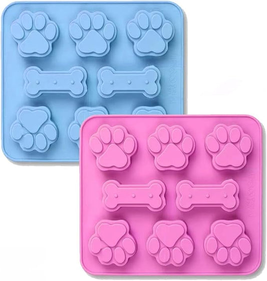 2 Pack Food Grade Silicone Molds Paw and Bone Mold Frozen Dog Treat Molds for Baking Ice Cubes Candy Dog Treats