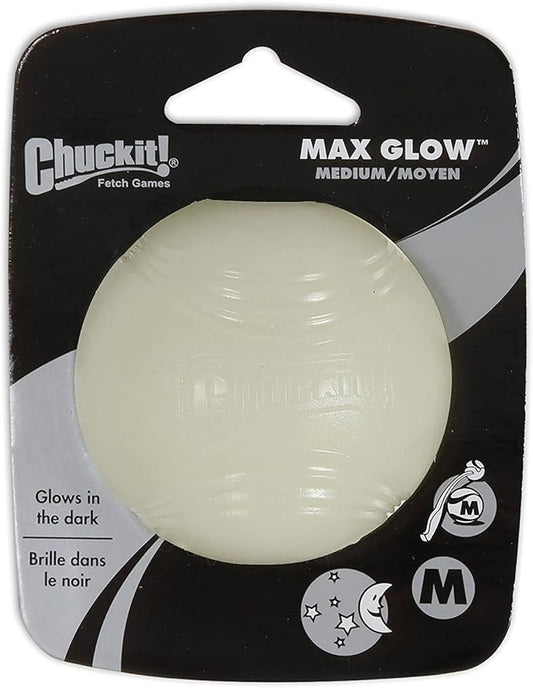 Chuckit! Max Glow Ball Dog Toy, Medium (2.5 Inch Diameter) for Dogs 20-60 lbs, Pack of 4