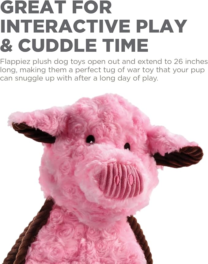 Charming Pet Cuddle Tugs Pig Plush Interactive Dog Tug Toy