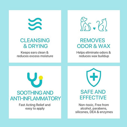 Removal Ear Powder for Pets, Dog Ear Cleaner, Removes Irritation, Itching and Infection, Reduce Ear Scratching and Head Shaking, Pets Ear Infection Treatment, Cleans & Remove Odors