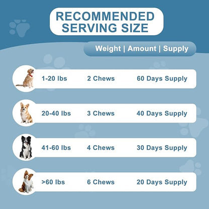 Dog Allergy Chews Relief, Dogs Itching Skin Relief Treat, Dog Anti-Itch, Skin Irritation & Licking Itchy Paws, Dry Skin & Hot Spots, Skin and Coat Supplement Seasonal Allergies Treatment Canine Care