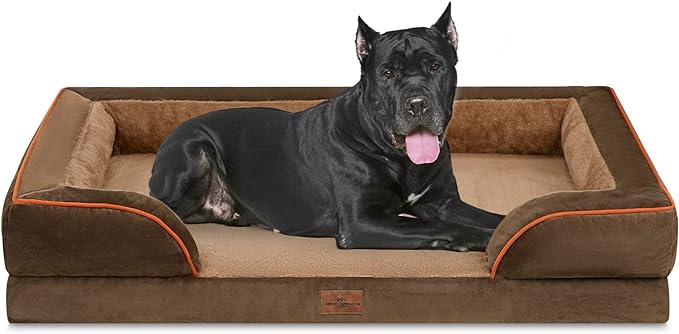 XXL Orthopedic Dog Bed for Extra Large Dogs, Washable Dog Sofa Bed, Waterproof Orthopedic Foam Dog Beds with Removable Cover & Non-Slip Bottom(XX-large,Brown)