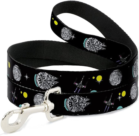 Star Wars Pet Leash, Dog Leash, Star Wars Death Star Millennium Falconand XWing Fighter, 6 Feet Long 0.5 Inch Wide