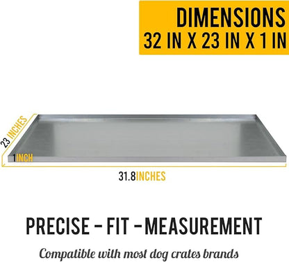 KOPEKS - Heavy Duty Multipurpose Replacement Metal Tray - Galvanized - Rust & Crack Proof - Several for Pet Crates, Grease Trap and others (32 x 23 Inches, Metal Tray)