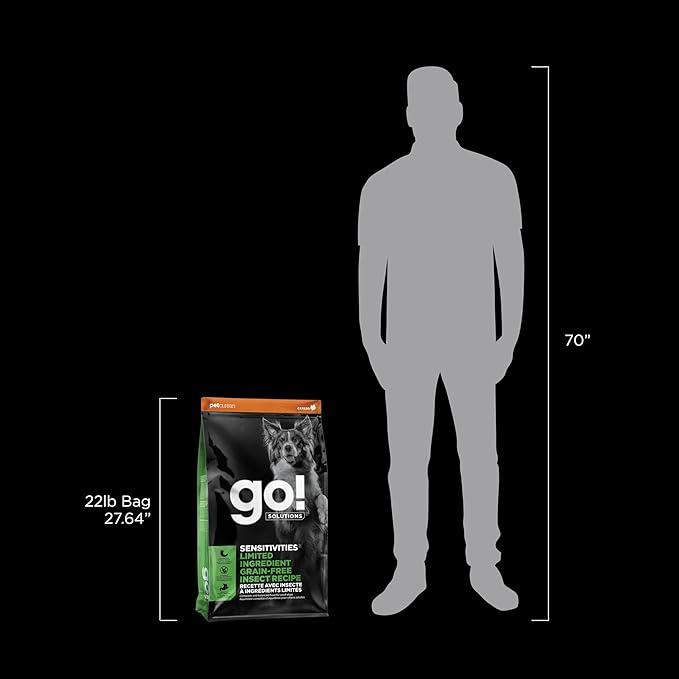 GO! SOLUTIONS Sensitivities Limited Ingredient Dry Dog Food - Insect recipe - Complete & Balanced Nutrition for All Life Stages, 22 lbs