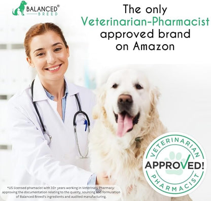 Balanced Breed All-in-1 Dog Multivitamin Supplement Made In USA NonGMO Vet-Pharmacist Approved Glucosamine Dogs Joint Support Dog Probiotic Dog Vitamins Supplements Salmon Oil Dogs Skin Coat Allergies