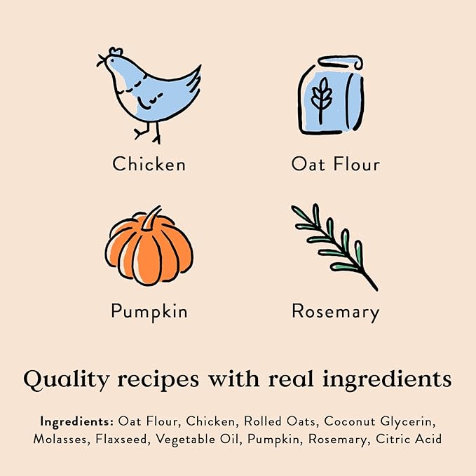 Bocce’s Bakery Oven Baked Chicken Recipe Treats for Dogs, Wheat-Free Everyday Dog Treats, Made with Real Ingredients, Baked in The USA, All-Natural Soft & Chewy Cookies, Chicken, 6 oz