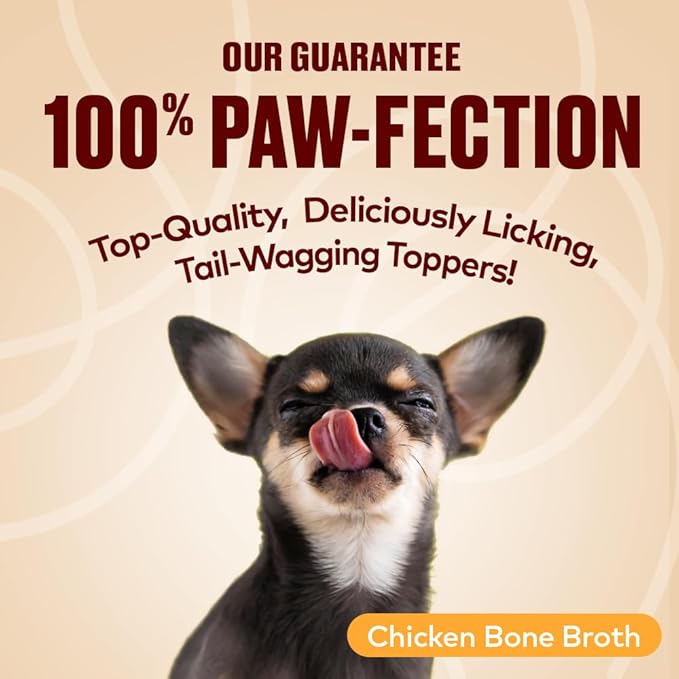 Chicken Bone Broth for Dogs - Collagen Protein Supplement for Digestion, Mobility, Coat, Immunity, Healthy Dog Food Topper, Meal Boost Gravy, Grain Free, Just Add Water, Made in USA, 16 oz