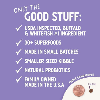 Health Extension Grain Free Little Bites for Dogs, Natural Food with Added Vitamins & Minerals, Perfect for Teacup, Toy & Small Dogs, Buffalo Recipe (3.5lb Bag)