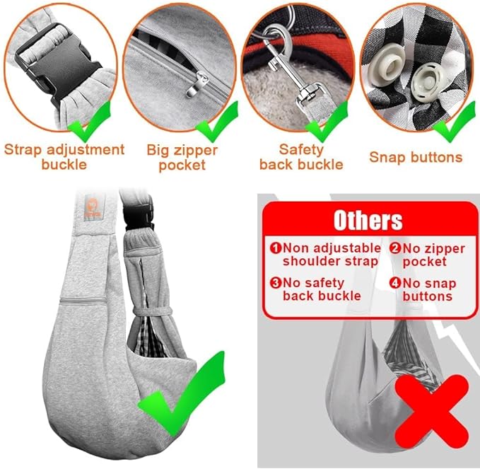 TOMKAS Dog Sling Carrier for Small Dogs pet slings with extra pocket storage sling with storage pocket