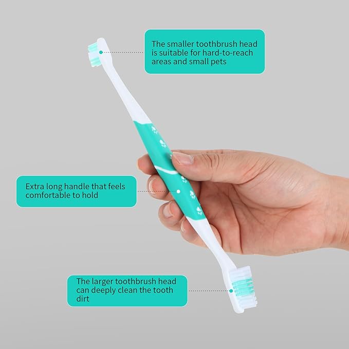 4 PCS Dog Toothbrush, Double Headed Pet Toothbrush with Soft Bristles, Easy Teeth Cleaning, Dog Dental Care for Puppies, Cats and Small Pets, Toothbrush in Bulk Individual Polybag(Mix)