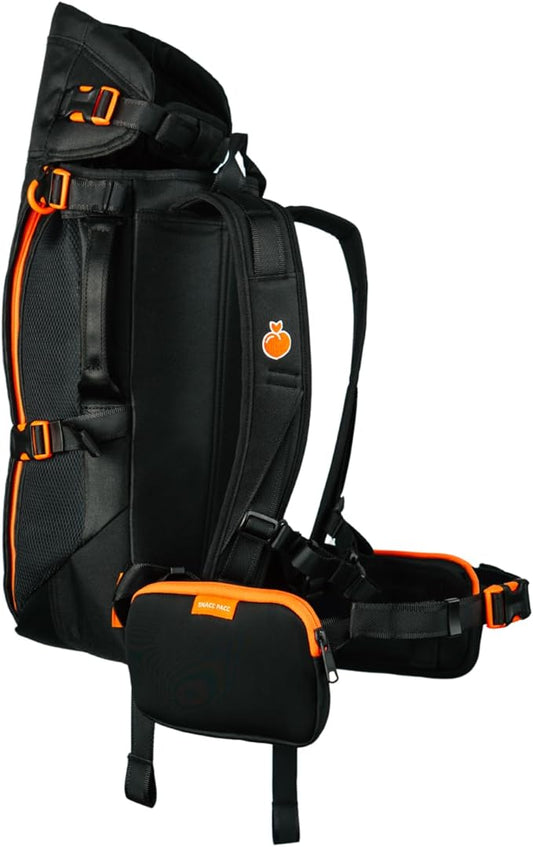 Maxine One Dog Backpack Carrier with Snacc Pacc Hip Belt by LITTLE CHONK | Adjustable Front Facing Bag for Travel or Hiking | Snack Storage | Made for Pets Up to 50 lbs | Medium, Bark After Dark Black