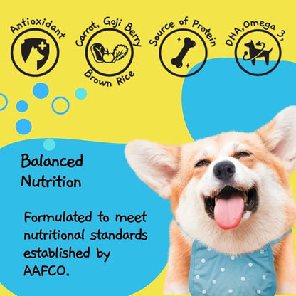 MOOCHIE Healthy Growth Wet Puppy Food - Soft Dog Food - Made with Real Chicken, Beef, Vegetables and Rice - No Added Preservatives or Artifical Flavors - 12 x 3 oz Pouch