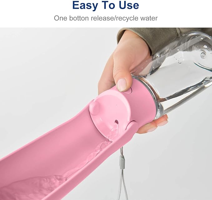 WePet Foldable Portable Dog Water Bottle Puppy Water Dispenser with Drinking Feeder, 19 OZ, High-temperature Resistant Leak Proof for Pets Outdoor Walking, Hiking, Travel, Food Grade Plastic BPA Free