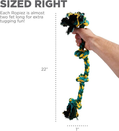 Outward Hound Ropiez 4-Knot Rope Tug Dog Toy, 2-Pack - Chew, Toss, Play, Large
