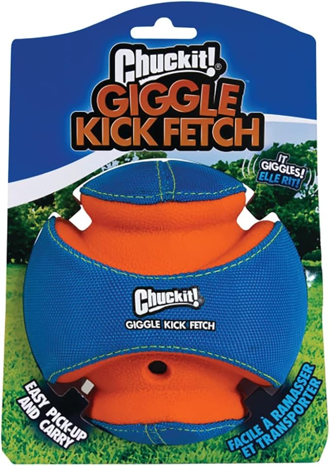 ChuckIt! Kick Fetch Dog Toy Ball With Giggle Sounds, Small