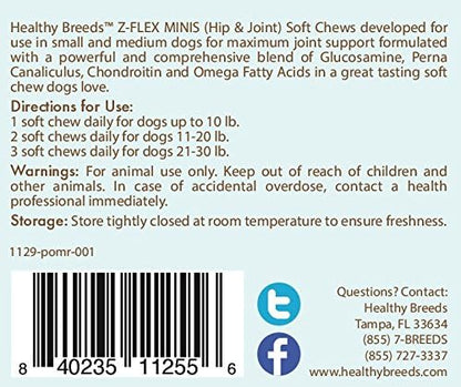 Healthy Breeds Pomeranian Z-Flex Minis Hip and Joint Support Soft Chews 60 Count