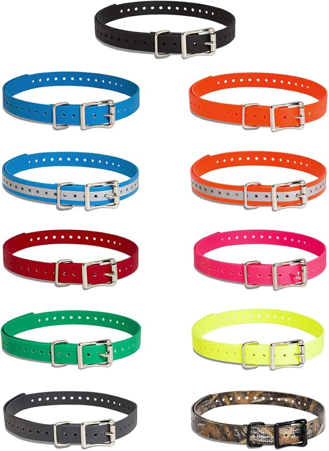 SportDOG Brand 3/4 Inch Collar Straps - Waterproof and Rustproof - Tighlty Spaced Holes for Proper Fit - Reflective Blue