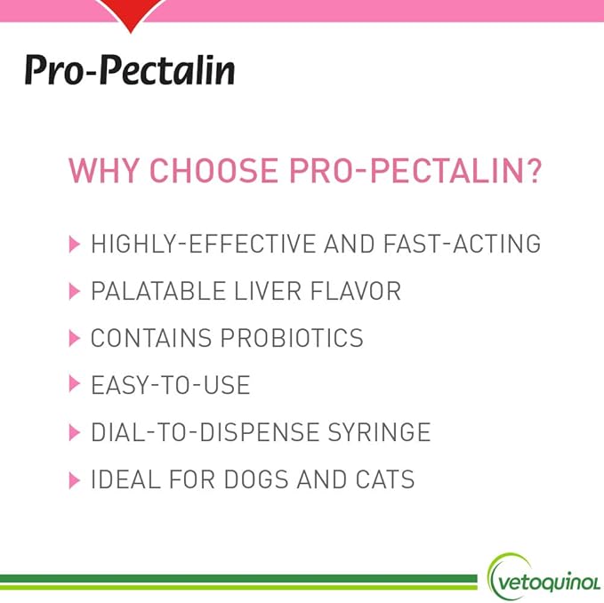 Vetoquinol Pro-Pectalin Oral Paste for Dogs & Cats – Chicken Flavor – Helps Reduce Occasional Loose Stool & Diarrhea, Balance Gut pH, Support Normal Digestion