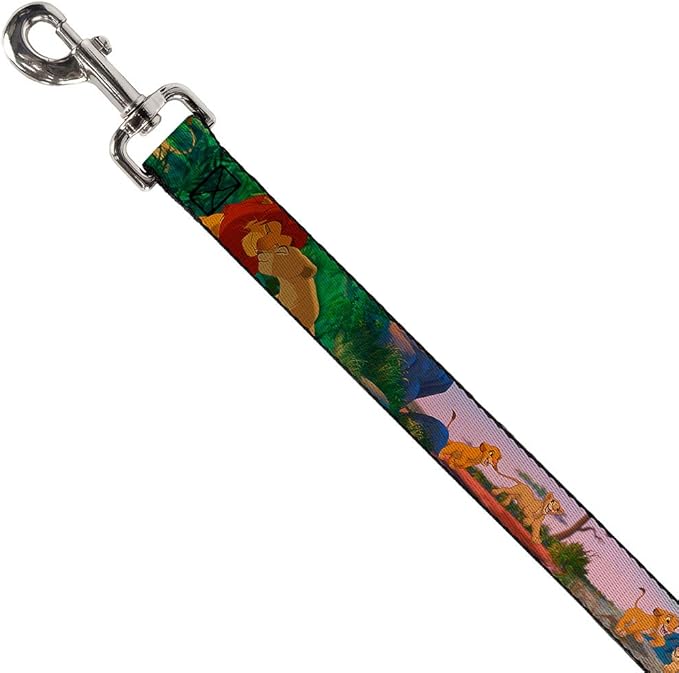 Buckle-Down Pet Leash - Lion King Simba & Nala Growing Up Scenes - 4 Feet Long - 1" Wide