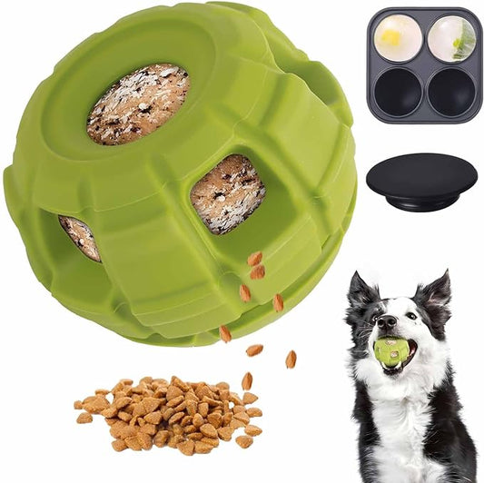 Interactive Dog Toys - Dog Puzzle Toy With Dog Treat Molds, Pet Food Grade Silicone Dog Enrichment Toys, Frozen Treat Dispensing Dog Toys to Keep Them Busy & Reduces Anxiety, Easy to Clean & Eco
