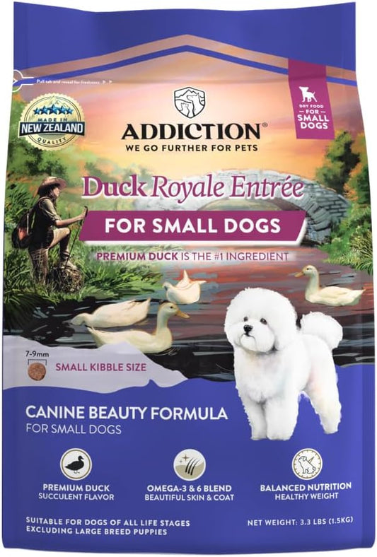 Addiction Duck Royale Entrée All Life Stages Small Breed Grain-Free Premium Duck Dry Dog Food Crafted in New Zealand - 3.3 lb