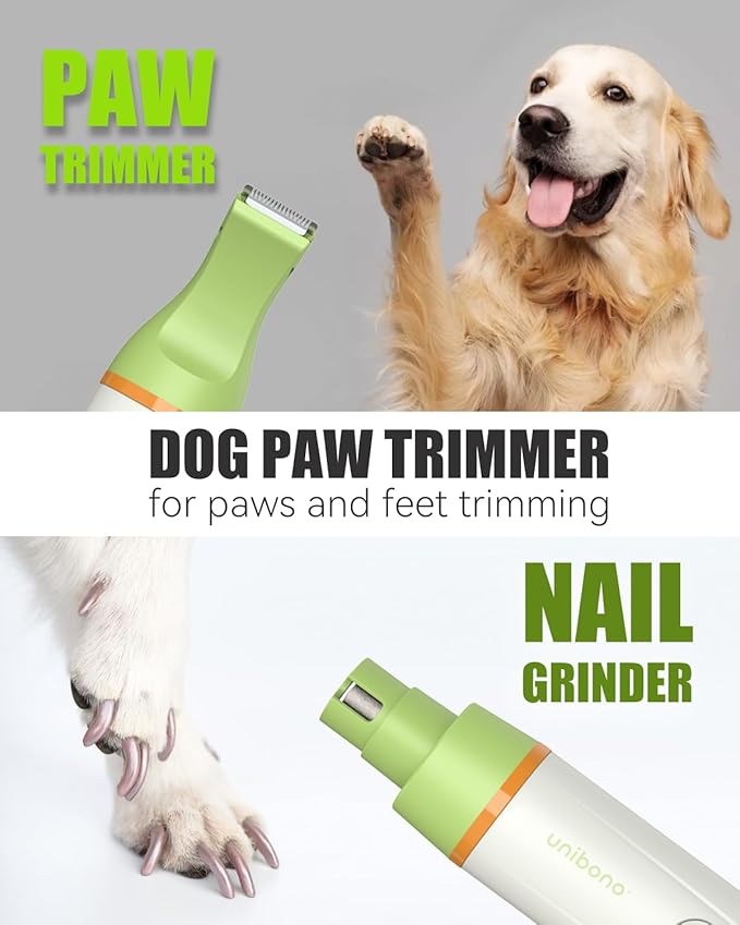 Dog Grooming Clippers Kit, All-in-One Low Noise Slient Electric Clippers Rechargeable Cordless Waterproof Small Paw Trimmer Nail Grinder Quiet Pet Shaver for Dogs Cats at Home