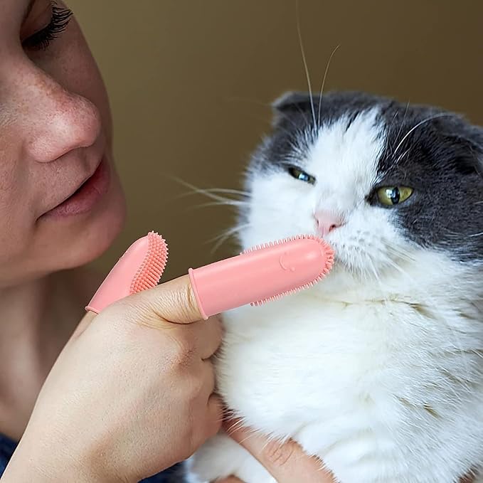 10 Pack Dog Finger Toothbrush Dog Teeth Cleaning Brush 2-Finger Dog Tooth Brushing Kit Dog Cat Toothbrush with Bristles Puppy Dental Care Toothbrush for Small Medium Dog Cat Pet