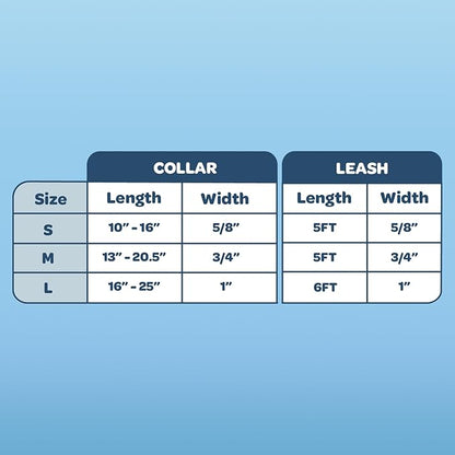 Voyager Reflective Dog Leash Collar Set with Neoprene Handle Supports Small, Medium, and Large Breed Puppies, Cute and Heavy Duty for Walking, Running, and Training - Blue, L