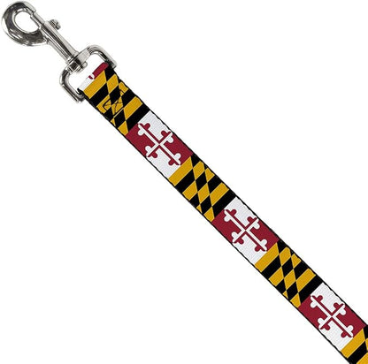 Buckle-Down Dog Leash Maryland Flags 6 Feet Long 1.5 Inch Wide