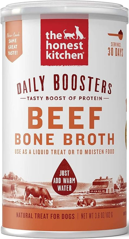 Bundle Set (3) The Honest Kitchen Daily Boosters Instant Beef Bone Broth with Turmeric Plus AuroraPet Wipes