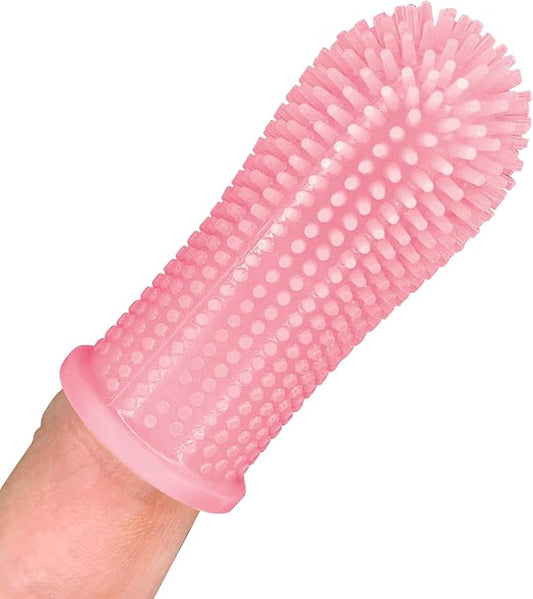 Joseph's Workshop Dog & Cat Toothbrush, 360º Dog Tooth Brush with Case, Cat Toothbrush, Dog Teeth Cleaning, Dog Finger Toothbrush, Dog Tooth Brush for Small & Large Pets (Pink)