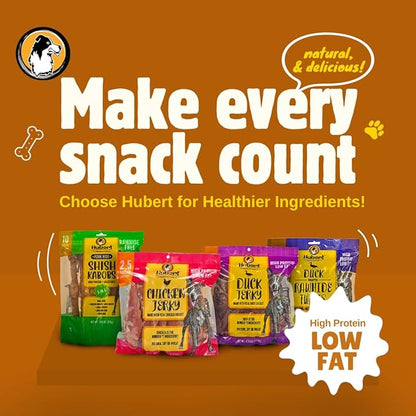 Hubert Pet Gourmet Duck Jerky Dog Treats: Healthy & Natural Training Snacks, Ideal for All Dog Sizes, Low Fat, High-Protein, 2.5 lbs Super Value Pack