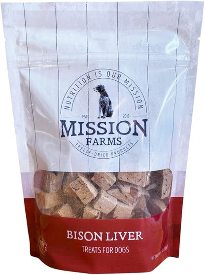 Mission Farms Freeze-Dried Raw Bison Liver Dog Treats, 3oz Bag