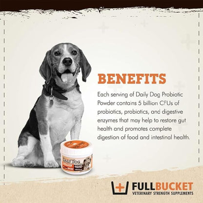 Daily Dog Probiotic 150 Servings - Support Natural Digestion, Treat & Prevent Diarrhea - Probiotics, Prebiotics & Digestive Enzymes All in One Tasty Probiotic Powder for Dogs