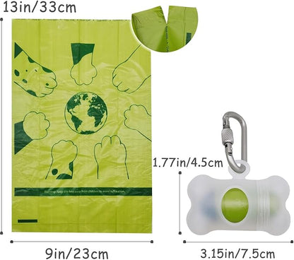 Bag Dispenser Dog Poop Bags Holder Dog Waste Bags Dispenser with Leak-Proof Green Poop Bags for Leash On The Go for Walking Dogs Outdoor (1 Holder 135 Bags, Clear)