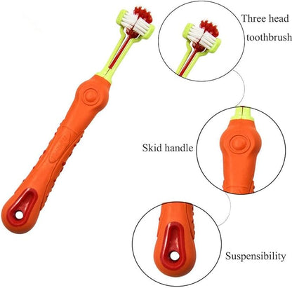 Orgrimmar 3-Sided Pet Toothbrush Dog Toothbrush Removing Bad Breath Tartar Cleaning Mouth Pet Dental Care Cat Cleaning Mouth (4 Count (Pack of 1))