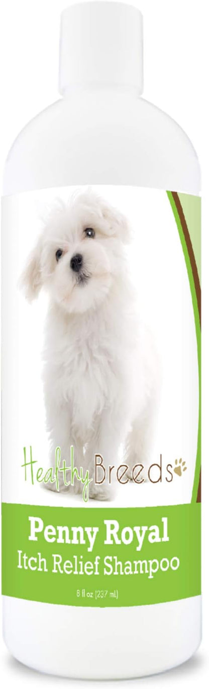 Healthy Breeds Maltese Penny Royal Itch Relief Shampoo - Stop The Scratching & Relieve The Itch with Essential Oils of Eucalyptus & Cedarwood - Mint Scent - 8 oz