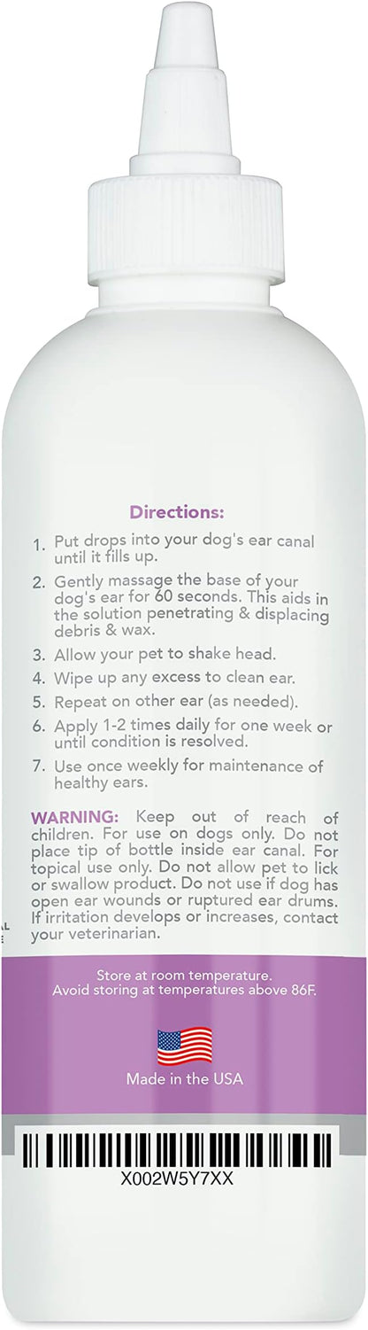 Dog Ear Cleaner Drops - 8oz Dog Cleaning Solution for Ear Cleaning and Grooming - Great for Flushing Out Build Up and Maintaining Hygiene