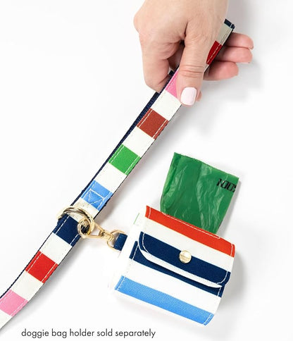 Kate Spade New York 4.5ft Dog Leash, Heavy Duty Leash for Female or Male Dogs, Cute Pet Leash with Gold Metal Hardware, Long Dog Lead for Small and Medium (Adventure Stripe)