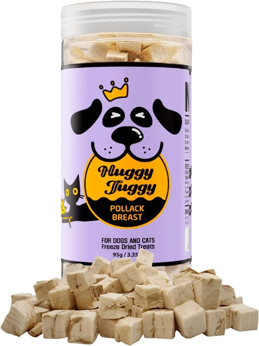 Freeze Dried Treats Pollack Fish for Dog and Cat - Natural Single Ingredient, Pet Food Pet Treat High Protein - No Fillers, Preservatives, or Additives, Gluten and Grain Free - 3.35 Oz