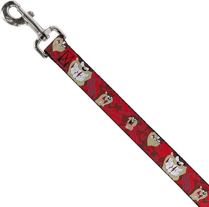 Buckle-Down Dog Leash Tasmanian Devil Expressions Red Swirl 6 Feet Long 1.0 Inch Wide, Multicolor, DL-6FT-WLTTZ003